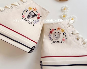 Personalisierte Haustier-Stickerei High Tops: Kundenspezifisches Geburtstagsgeschenk