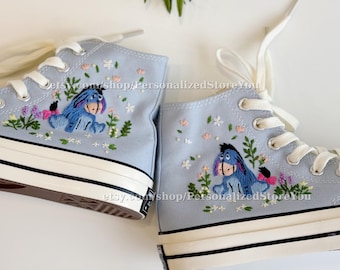 Anpassade broderade Donkey Chuck Taylor höga sneakers: Djurskor