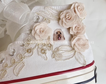 Personalisierte Haustier Stickerei converse High Top: kundenspezifische Hundeporträt-Schuhe