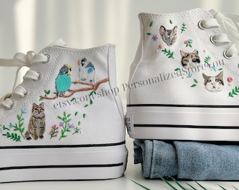 Personalisierte Haustier-Stickerei High Tops: Kundenspezifisches Geburtstagsgeschenk