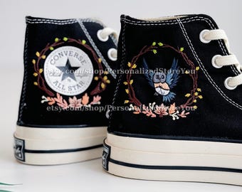 Converse High Top Sneakers med broderad uggla: Höstvibbar