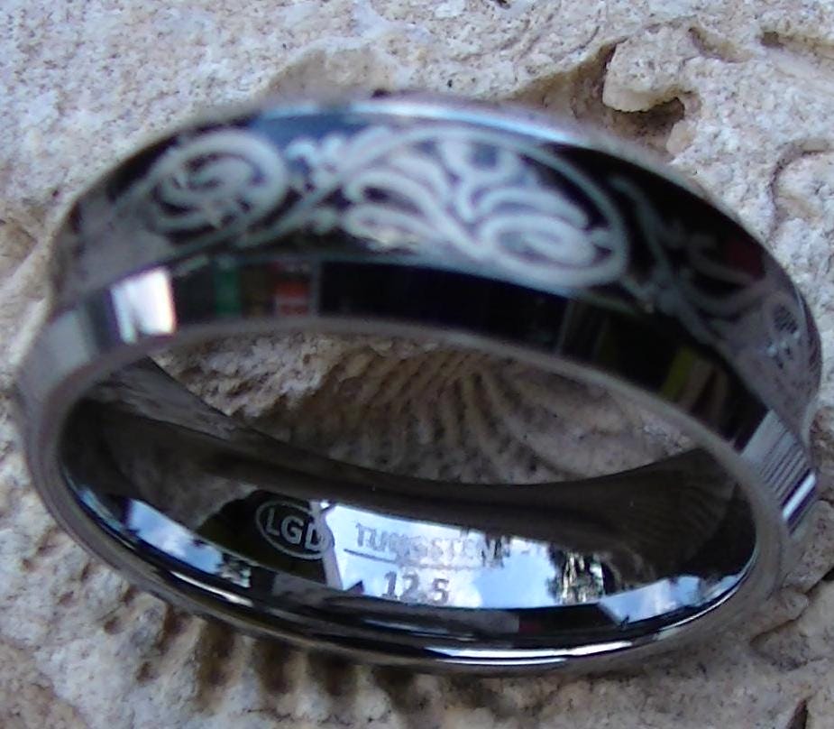 Vintage Size 12.5 Tungsten Ring Band. Marked LGD Tungsten 12.5. Etched Band Design. Etsy