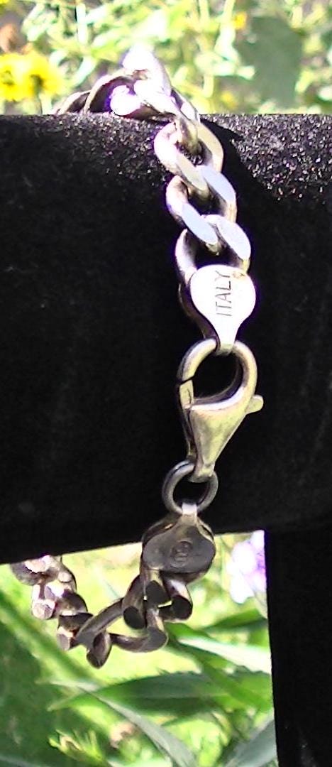 Sterling Silver Vintage Chain Bracelet Made in Italy, Chunky Chain