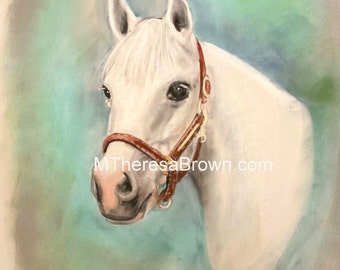 Small HORSE Portrait, equine art, custom fine art portrait, pastel, commissioned art, by professional artist M Theresa Brown, 9" x 12"