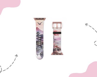 Japanse landschapshorlogeband | Voor 38 mm 41 mm  42 mm 45 mm, geschikt voor Apple Watch Series 1, 2, 3, 4, 5, 6, 7, 8, 9 Ultra en SE-apparaten
