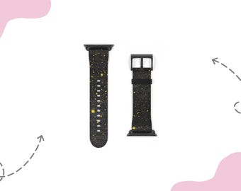 Sterrenzwarte Apple Watch-band voor 38 mm 41 mm  42 mm 45 mm, geschikt voor Apple Watch Series 1, 2, 3, 4, 5, 6, 7, 8, 9 Ultra en SE-apparaten