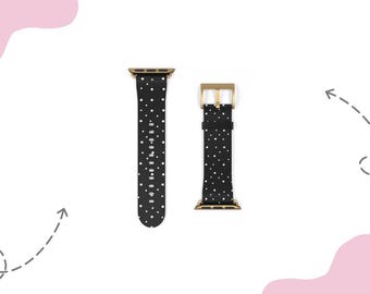 Zwarte stippenstijl | Horlogeband voor 38 mm 41 mm  42 mm 45 mm | Geschikt voor Apple Watch Series 1, 2, 3, 4, 5, 6, 7, 8, 9 Ultra en SE-apparaten