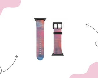 Rozeblauwe band met kleurverloop | Voor 38 mm 41 mm  42 mm 45 mm | Geschikt voor Apple Watch Series 1, 2, 3, 4, 5, 6, 7, 8, 9 Ultra en SE-apparaten