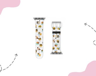 Leuke horlogeband met honingbijpatroon | Voor 38 mm 41 mm  42 mm 45 mm, geschikt voor Apple Watch Series 1, 2, 3, 4, 5, 6, 7, 8, 9 Ultra en SE-apparaten