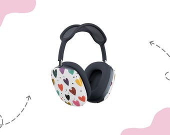 AirPod Max-hoesje met kleurrijke harten | Beschermende harde hoes voor Apple-koptelefoon | Apple-accessoires | Uitverkoop: