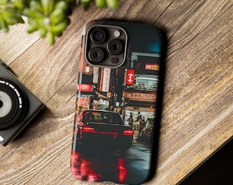 Tokyo Urban Street, Anime Inspired Art, Japanese City Night Cases, Cute and Popular Covers for iPhone Pro Max 17, 16, 15, 14, 13, 12, 11