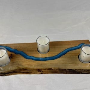 3 Candle centerpiece handcrafted from Maple and resin