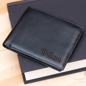 Cartera de cuero personalizada para hombre, billetera RFID grabada, regalo personalizado para él, esposo, papá, novio, Día del Padre, regalo para padrinos de boda.