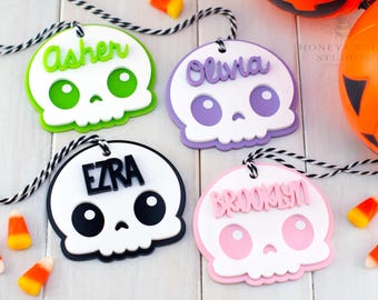 Halloween Personalized Name Tags Custom Boo Basket Tags Halloween Basket Tag Halloween Name Tag Trick or Treat Bag Name Tag Halloween Decor