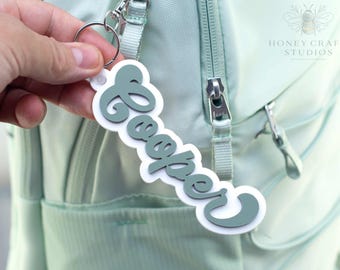 Etiqueta de nombre retro personalizada, etiqueta de llavero personalizada, etiquetas de nombre para niños, etiquetas para bolsas de pañales, etiquetas de llavero personalizadas para loncheras