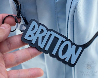 Personalized Acrylic Name Tag: Custom Backpack Keychain