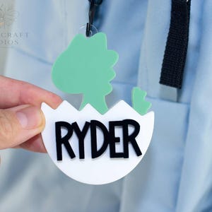 Dino Personalized Name Tag Acrylic Backpack Keychain Name Tag Custom For Kids Personalized Bag Tag Dinosaur Back to School Name Tag Dinosaur