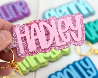 Etiqueta de nombre personalizada, llavero de mochila personalizado, etiqueta de nombre, llavero de acrílico, etiqueta personalizada para bolsa de pañales, etiqueta para lonchera, etiqueta para mochila infantil para niños
