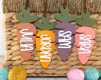 Personalized Easter Basket Carrot Tag: Custom Acrylic Name Tag