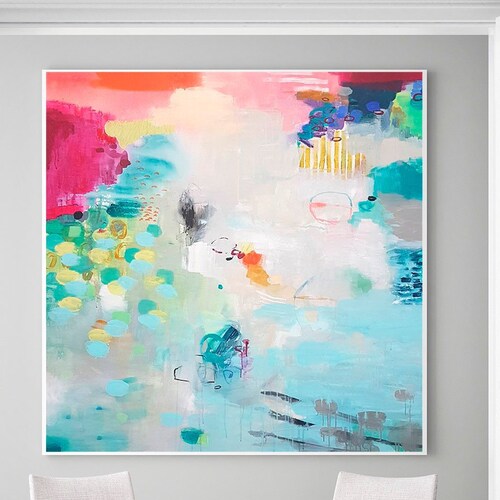 Extra Large Turquoise Wall Art Print Light Blue Abstract Etsy