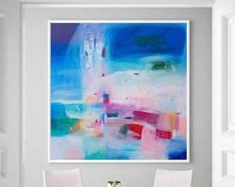 Large Blue Abstract Giclée Print, Modern Wall Decor