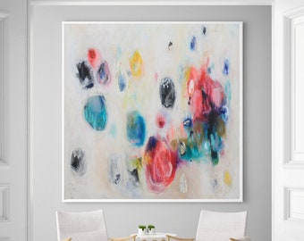 Multicolor bubbles Canvas Print, Fine art Giclee, Warm living room wall decor