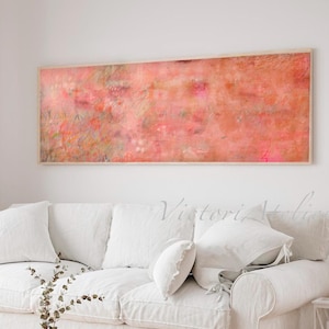 Cuadro panorámico naranja para pared, lámina abstracta alargada, pintura horizontal extragrande.