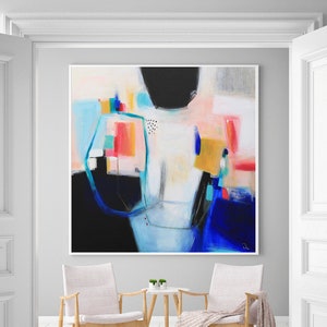 Bold print of abstract painting, Geometric Art, Large Wall Art Painting Print, Blue white, acrylic abstract painting giclee print