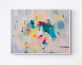 CLEARANCE 24X32 inches on paper,  Soft pastel wall art, abstract painting giclee print