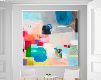 Colorful Abstract Giclée Print, Geometric Landscape Art