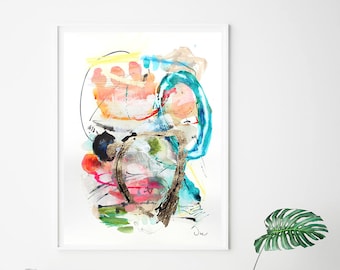 Playful Abstract Art Print, Modern Watercolor Giclee