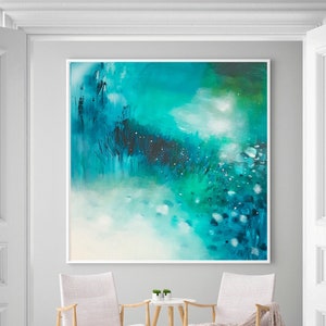 Abstract Blue Green Giclée Wall Art Print, Modern Coastal Decor - Etsy