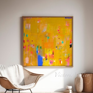 Modern yellow wall art print, Extra large abstract print, Vibrant yellow wall decor, Extra large abstract painting