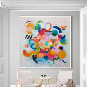 Cheerful and colorful extra large abstract print for modern house decor, Large abstract painting