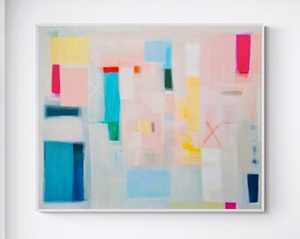 Abstract art painting print , Multicolor Extra large wall art print, Canvas decor for living room