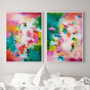 Abstract Prints Set of 2 Set of Two Colorful Paintings in - Etsy