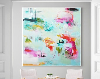 Abstract Art Print, Teal Green Mint, Modern Painting, Giclée Reproduction
