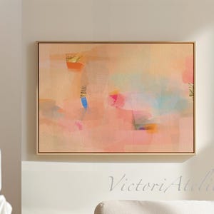 Peach minimalist wall art, Pastel colors wall decor