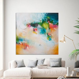 Extra grote kunst aan de muur print, Abstract schilderij print, Kleurrijke grote abstracte kunst voor woonkamer inrichting