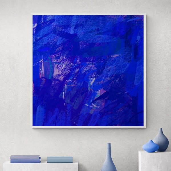 Blue Abstract Print Etsy