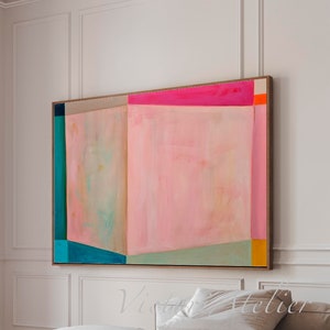 Abstract Pink Geometric Print, Minimalist Canvas Wall Art