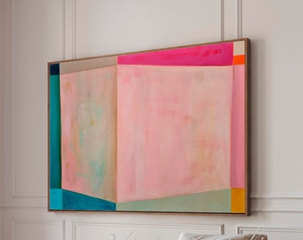 Abstract Pink Geometric Print, Minimalist Canvas Wall Art