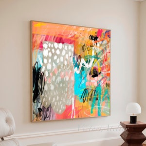Abstract painting print, Vibrant colourful with vivid colours, Extra large wall art, Bright multicolor abstract painting