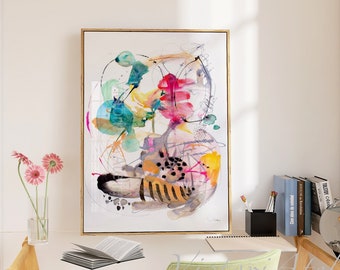 Abstract Watercolor Giclée Print, Gold Leaf Embellished, Modern Wall Decor