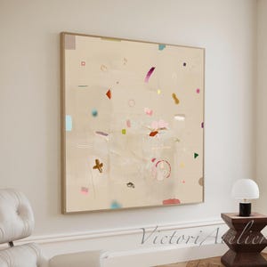 Neutral Abstract Painting, Minimalist Modern Wall Decor, Large beige wall art print