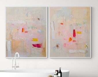 Abstract prints set, Set of 2  large prints, Beige neutral colors Large art, Abstract painting, Abstract art, Extra large wall art