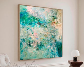 Abstract forest landscape print, Monet style painting