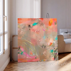 Beige and light pink abstract painting print, Large abstract art, Modern wall decor, Minimalist large wall art