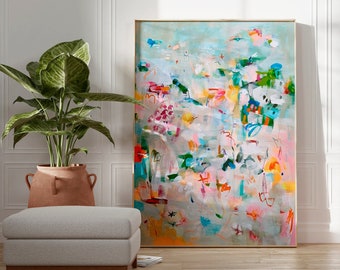 Large Multicolor Abstract Giclée Print, Eclectic Wall Art