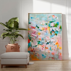 Abstract wall art, Multicolor painting print, Large abstract painting, Trendy wall decor, Eclectic wall art